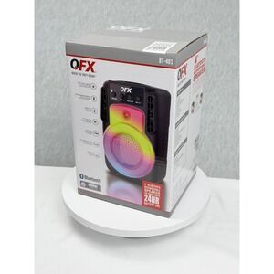 QFX BT-401 4 Inch Bluetooth Rechargeable Speaker LED Party Lights 800W PMPO FM